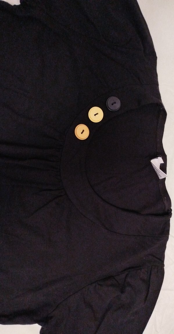 Düğmeli Siyah Hamile Uzun Kollu Tişört - Görsel 3