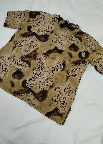 Kahverengi Batik Desenli Kadın Bluz - Görsel 5