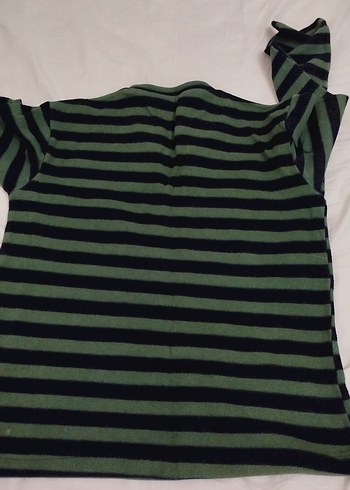 V Yaka Uzun Kollu Çizgili Kadın Kazak - Görsel 4