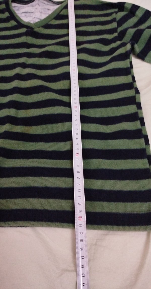 V Yaka Uzun Kollu Çizgili Kadın Kazak - Görsel 2