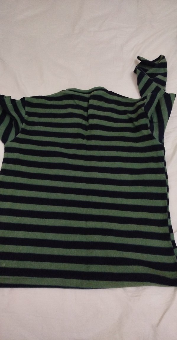 V Yaka Uzun Kollu Çizgili Kadın Kazak - Görsel 4