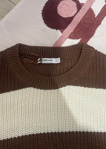 Stradivarius Kadın Kahverengi Çizgili Örgü Kazak