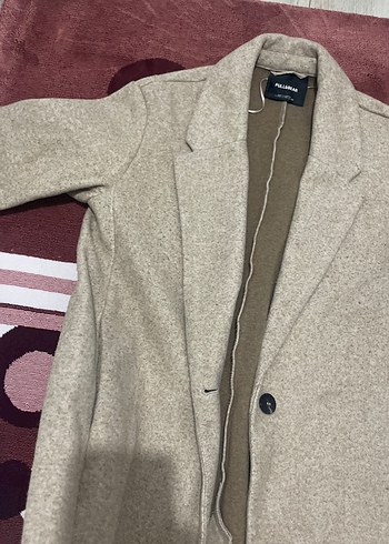 Pull and Bear Bej Düğmeli Kadın orta boy kaban