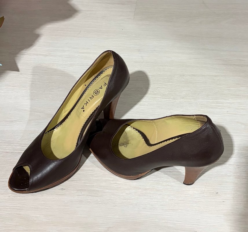 Kahverengi Platform Topuklu Klasik Kadın Stiletto - Görsel 3