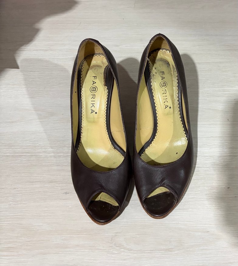 Kahverengi Platform Topuklu Klasik Kadın Stiletto - Görsel 2