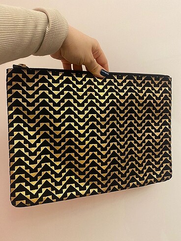 Beden altın Renk Misela Kumaş Clutch