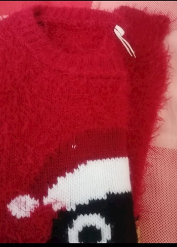 Kırmızı Penguen Desenli Kız Kazak - Görsel 5