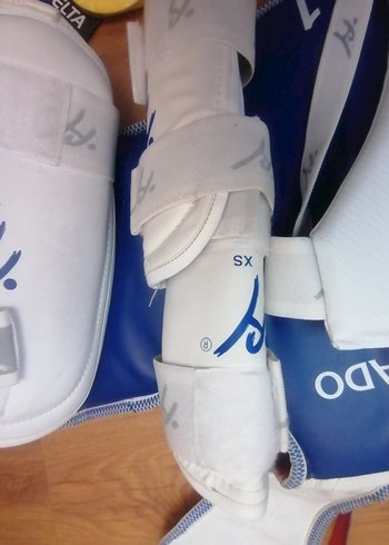 Taekvando malzemeleri full. Hasado Mavi Biker Kask Velcro Bantlı - Görsel 8