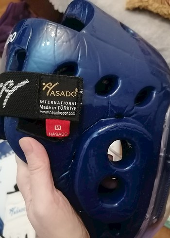 Taekvando malzemeleri full. Hasado Mavi Biker Kask Velcro Bantlı - Görsel 3