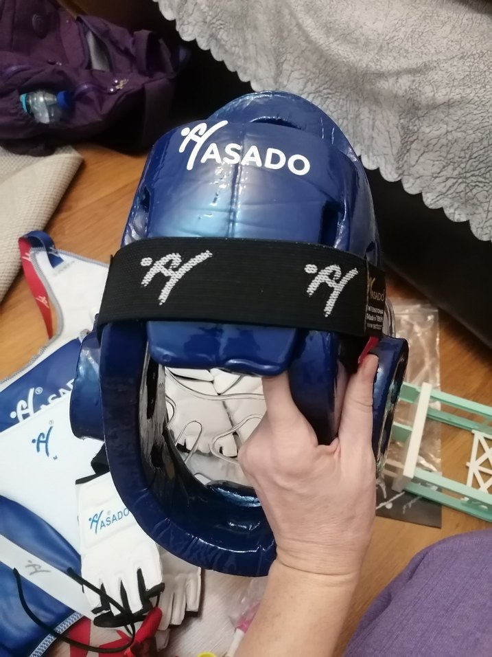 Taekvando malzemeleri full. Hasado Mavi Biker Kask Velcro Bantlı - Görsel 2