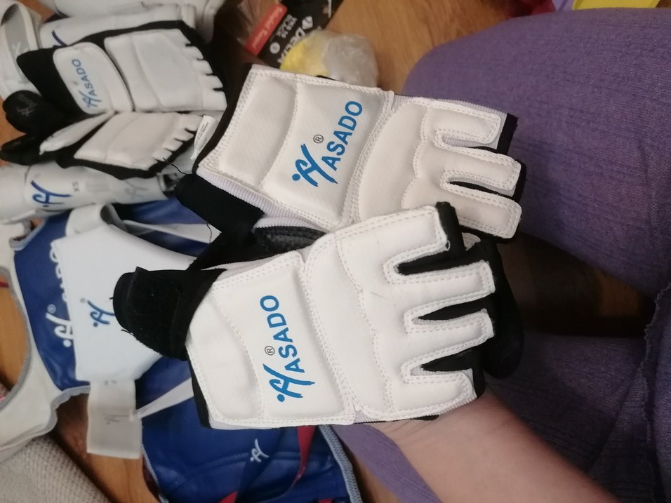 Taekvando malzemeleri full. Hasado Mavi Biker Kask Velcro Bantlı - Görsel 5