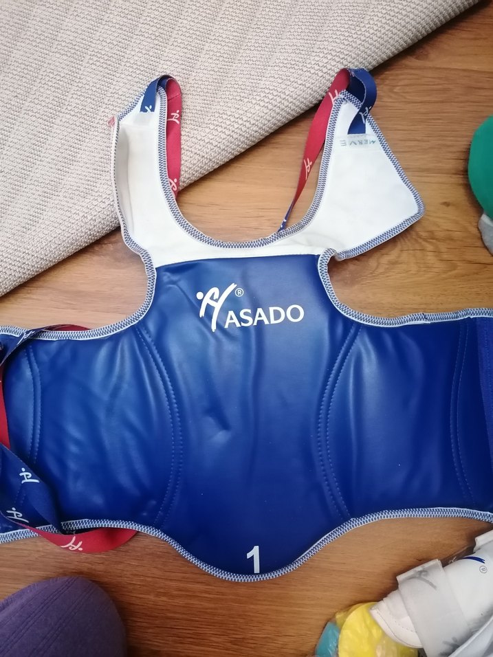 Taekvando malzemeleri full. Hasado Mavi Biker Kask Velcro Bantlı - Görsel 4