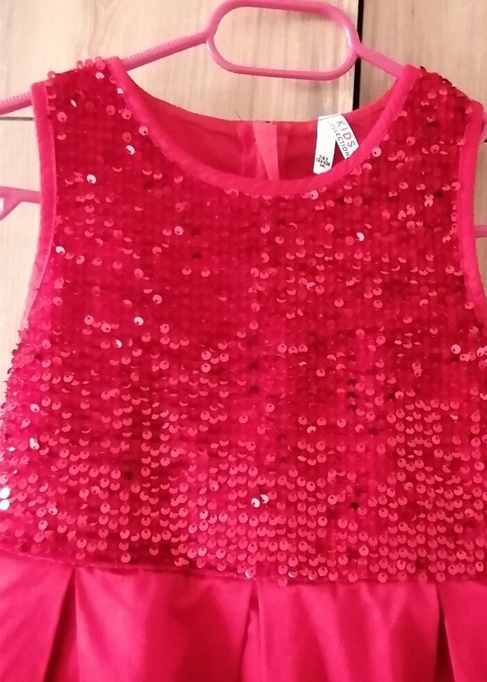 Defacto, 7,8 yaş, kırmızı payetli elbise. - Görsel 3