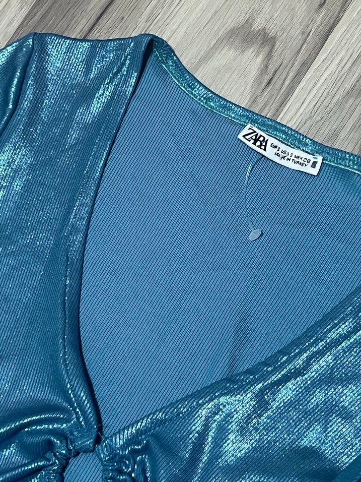 Zara Parlak Mavi Bluz - Görsel 2