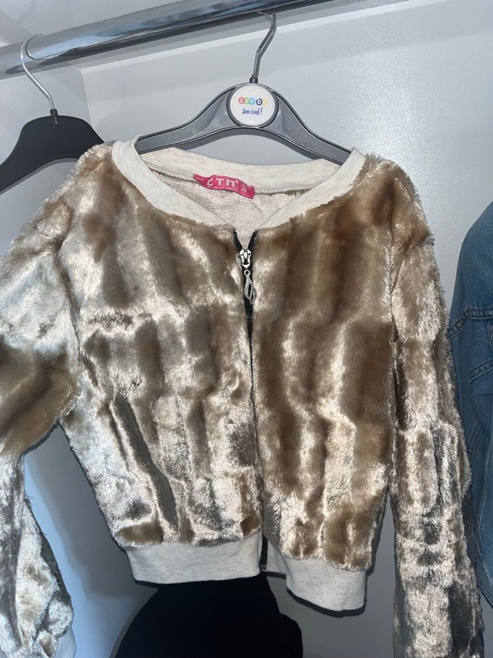 Bej Kadın Suni Kürk Bomber Ceket - Görsel 2