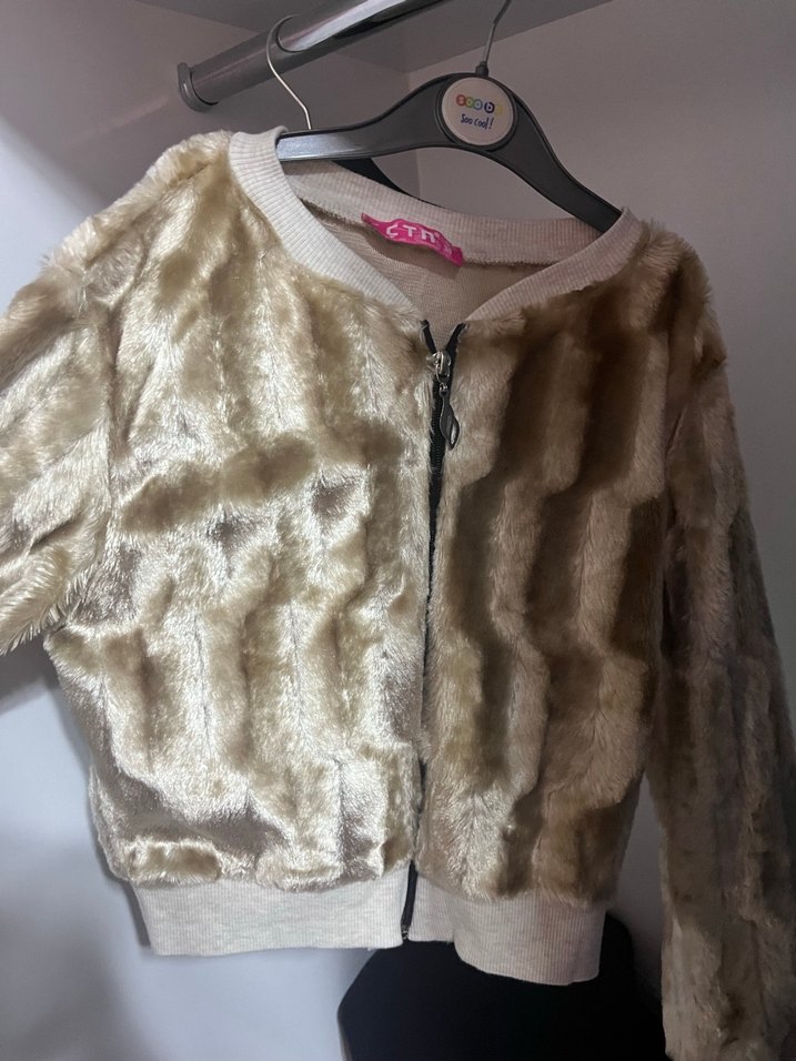 Bej Kadın Suni Kürk Bomber Ceket - Görsel 3