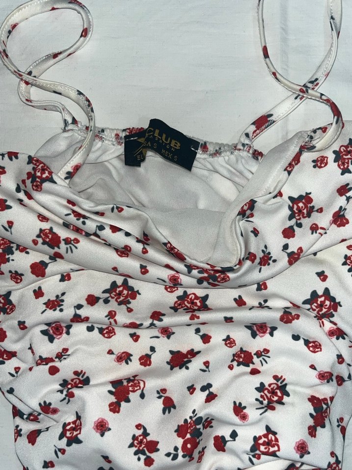 Çiçek Desenli Drapeli Mini Elbise - Görsel 5