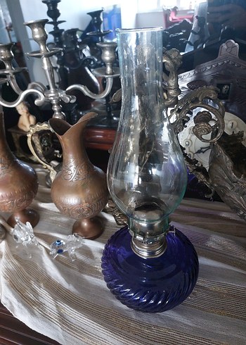  Beden Mavi Cam Gaz Lambası