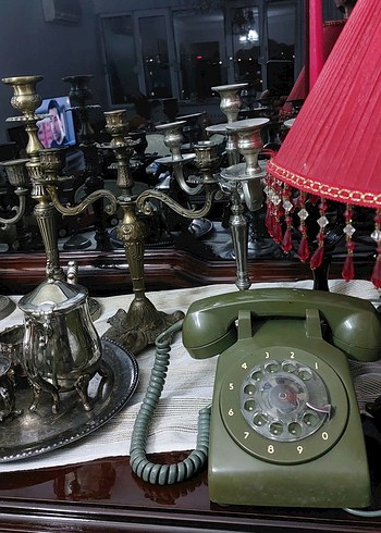 Haki Renk Nostaljik Döner Telefon - Görsel 3