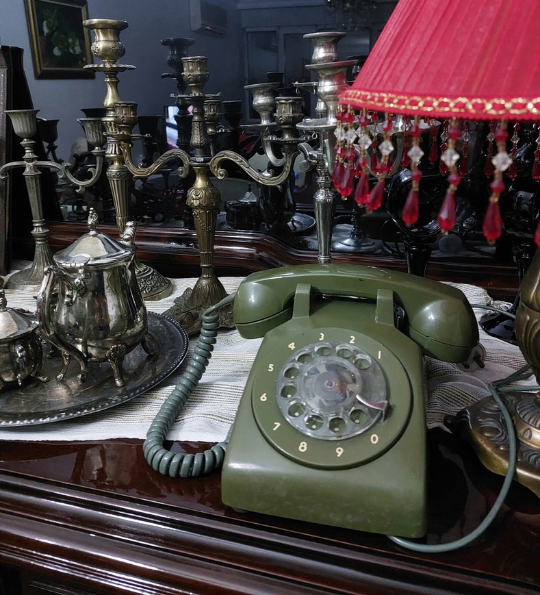 Haki Renk Nostaljik Döner Telefon - Görsel 4