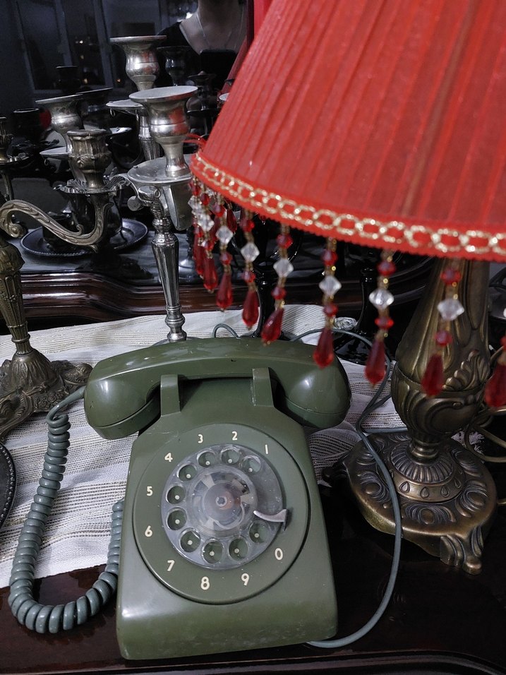 Haki Renk Nostaljik Döner Telefon - Görsel 2