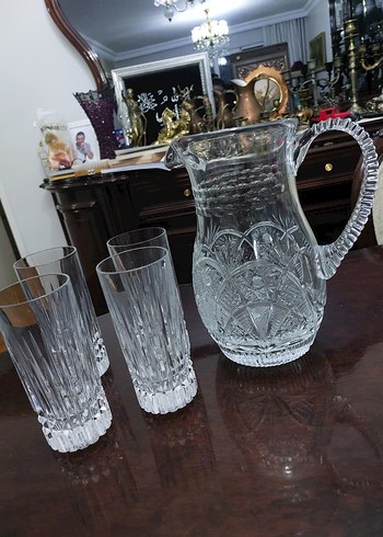 Kristal Sürahi ve 4 Kristal Bardak Seti - Görsel 5