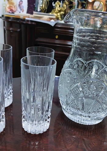 Kristal Sürahi ve 4 Kristal Bardak Seti - Görsel 2