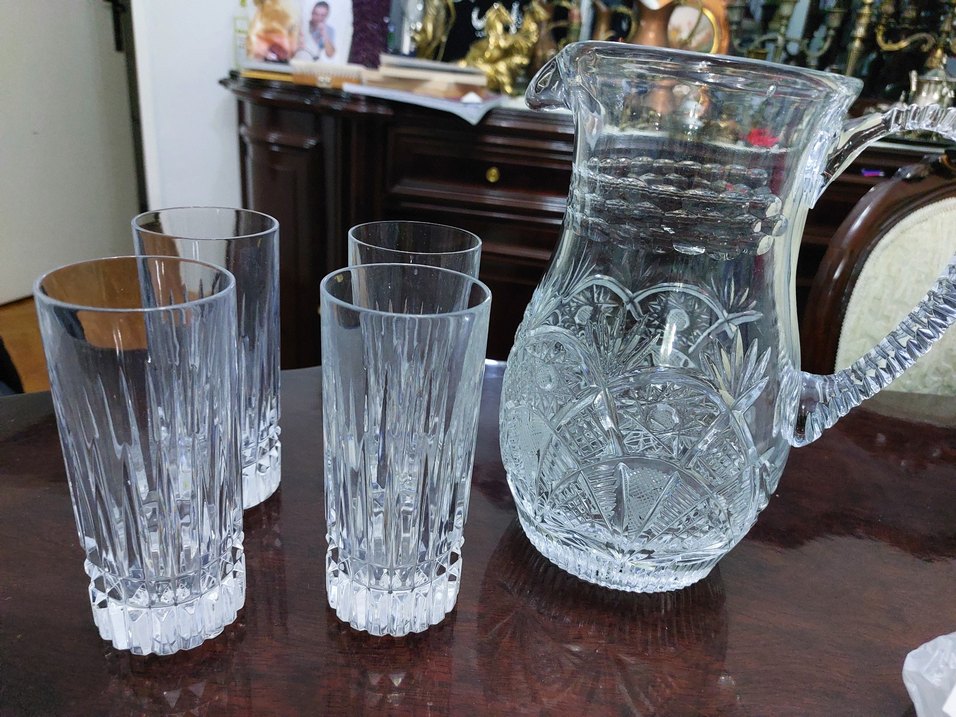 Kristal Sürahi ve 4 Kristal Bardak Seti - Görsel 2