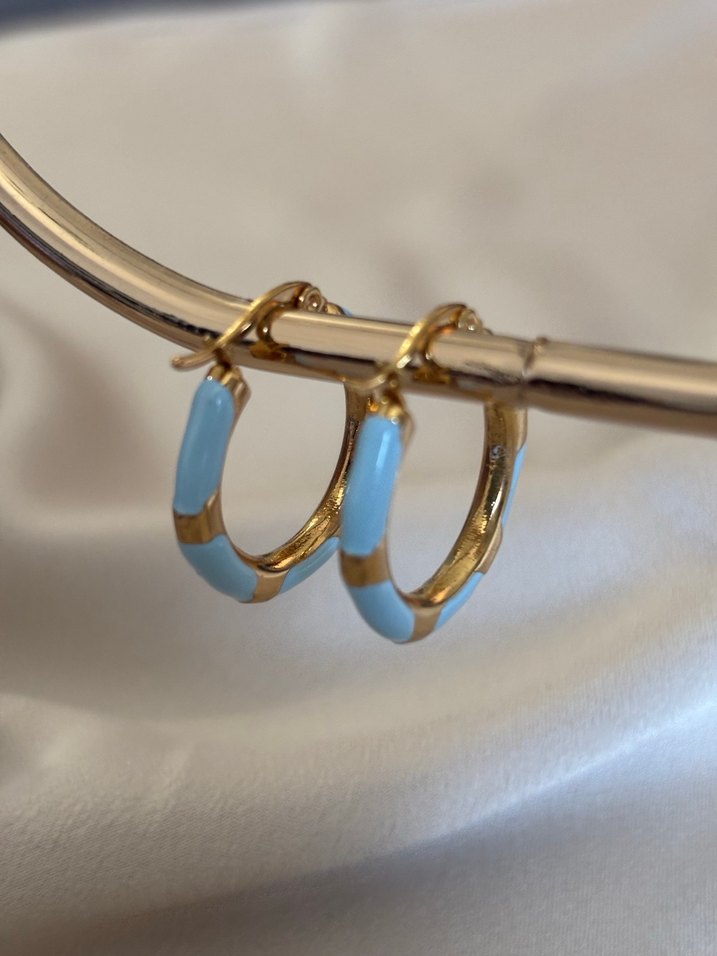 Pastel Renkli Çelik Halka Küpeler - Görsel 2