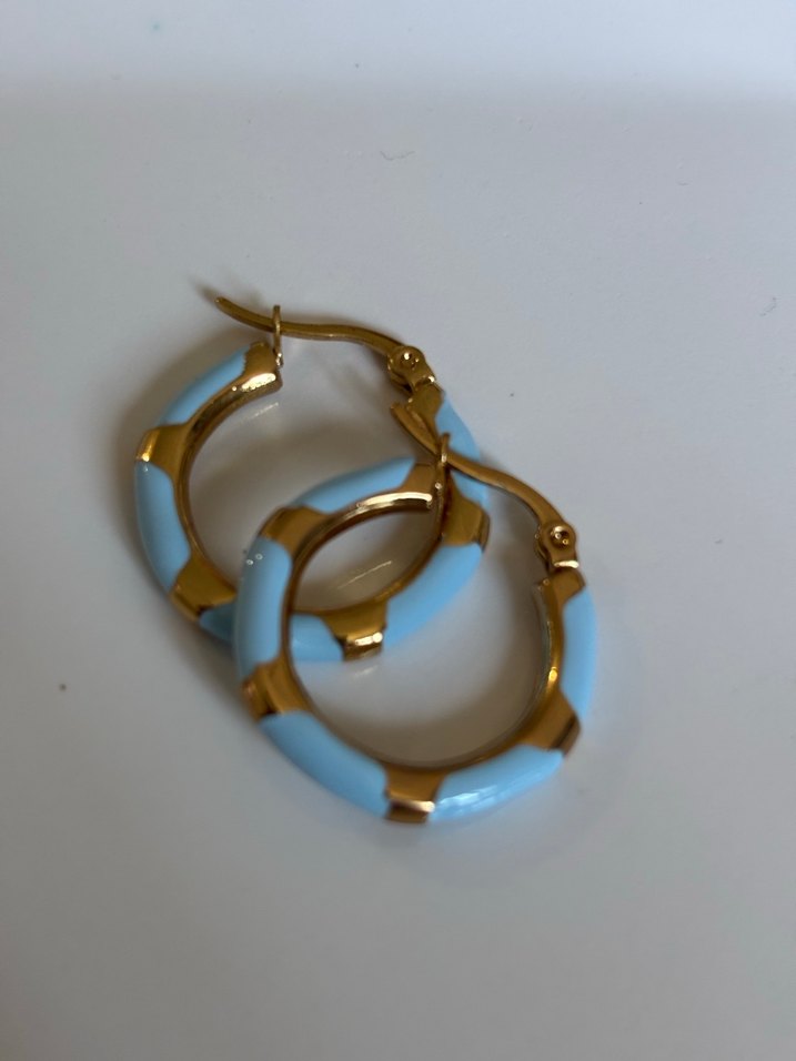 Pastel Renkli Çelik Halka Küpeler - Görsel 3