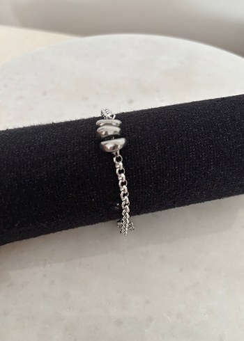 Gümüş Renk Modern Zincir Çelik Bileklik - Görsel 2