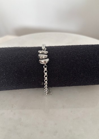 Gümüş Renk Modern Zincir Çelik Bileklik - Görsel 3