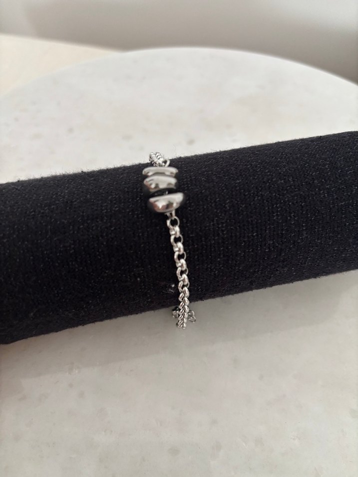 Gümüş Renk Modern Zincir Çelik Bileklik - Görsel 2