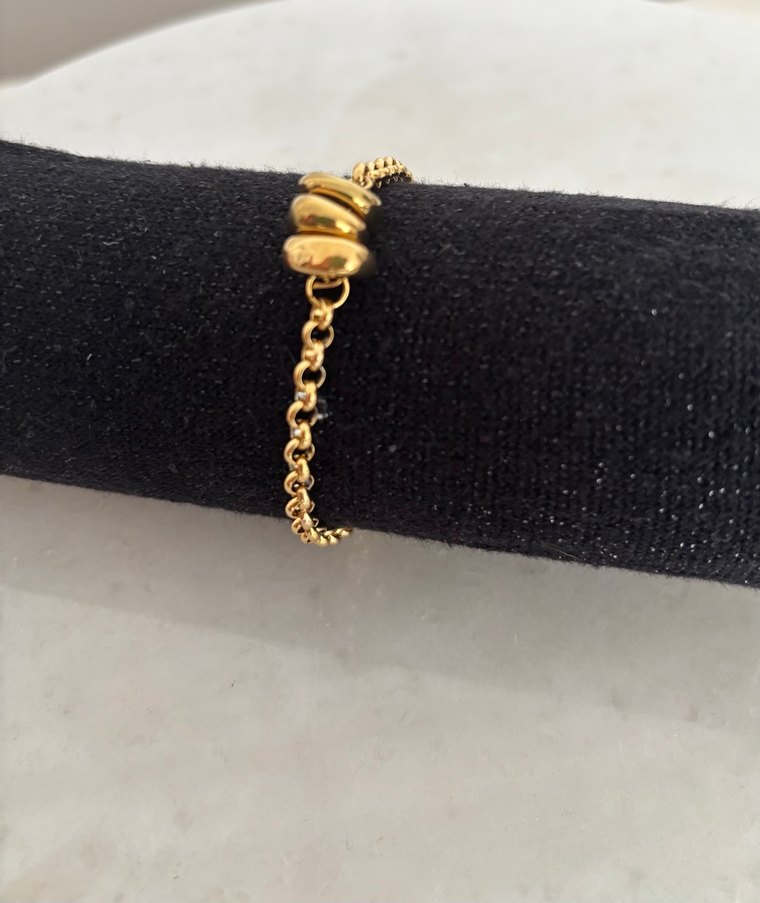 Gold Renk Modern Zincir Çelik Bileklik - Görsel 2