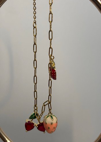 Meyve Figürlü Zincir Detaylı Çelik Bileklik - Görsel 3