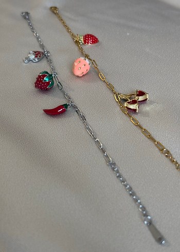 Meyve Figürlü Zincir Detaylı Çelik Bileklik - Görsel 2