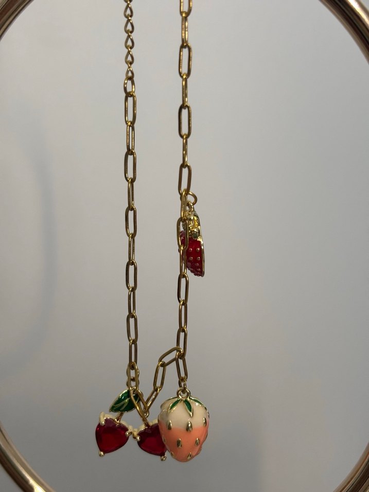 Meyve Figürlü Zincir Detaylı Çelik Bileklik - Görsel 3