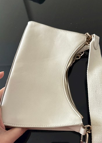 Beyaz Deri Zincir Detaylı Kadın Çanta - Görsel 2