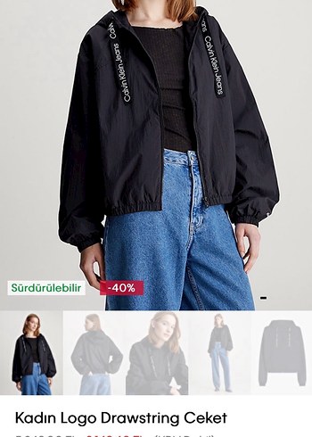 Calvin Klein Siyah yağmurluk - Görsel 6