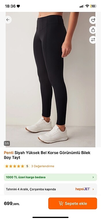 Penti yüksek bel bilek boy tayt