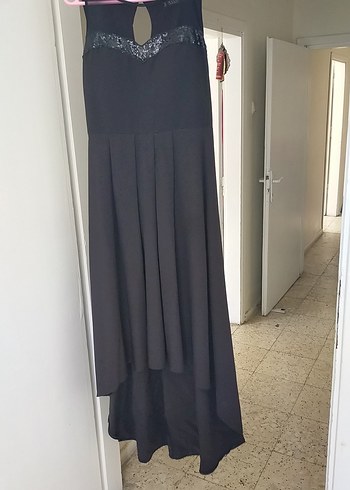 Abiye Siyah Midi Strappy V Yaka Kemerli Elbise