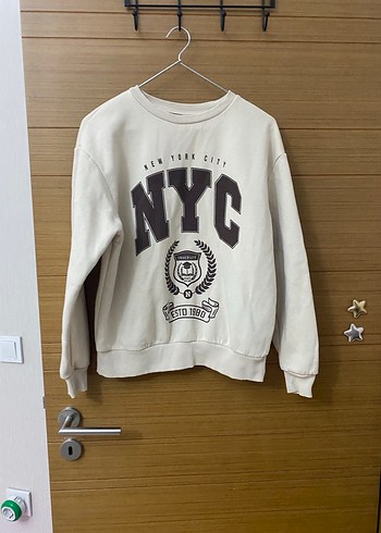 Beyaz NYC Baskılı Kadın Sweatshirt - Görsel 2