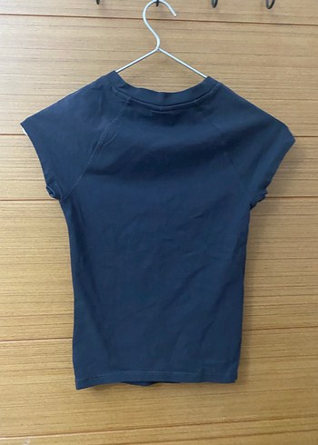 Kadın Gri Denim Kısa Kollu Tişört - Görsel 3