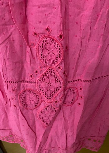 Dantel Detaylı Pembe Bohem Midi Elbise - Görsel 6