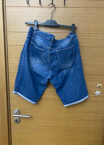 Kadın Mavi Bol Kesim Kısa Kot Şort - Görsel 2