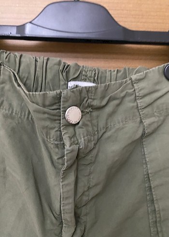 Kadın Haki Keten Kemerli Rahat Pantolon - Görsel 4