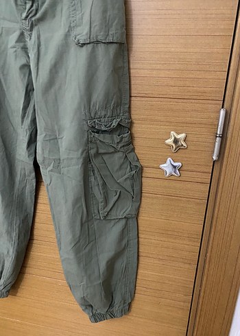 Kadın Haki Keten Kemerli Rahat Pantolon - Görsel 5