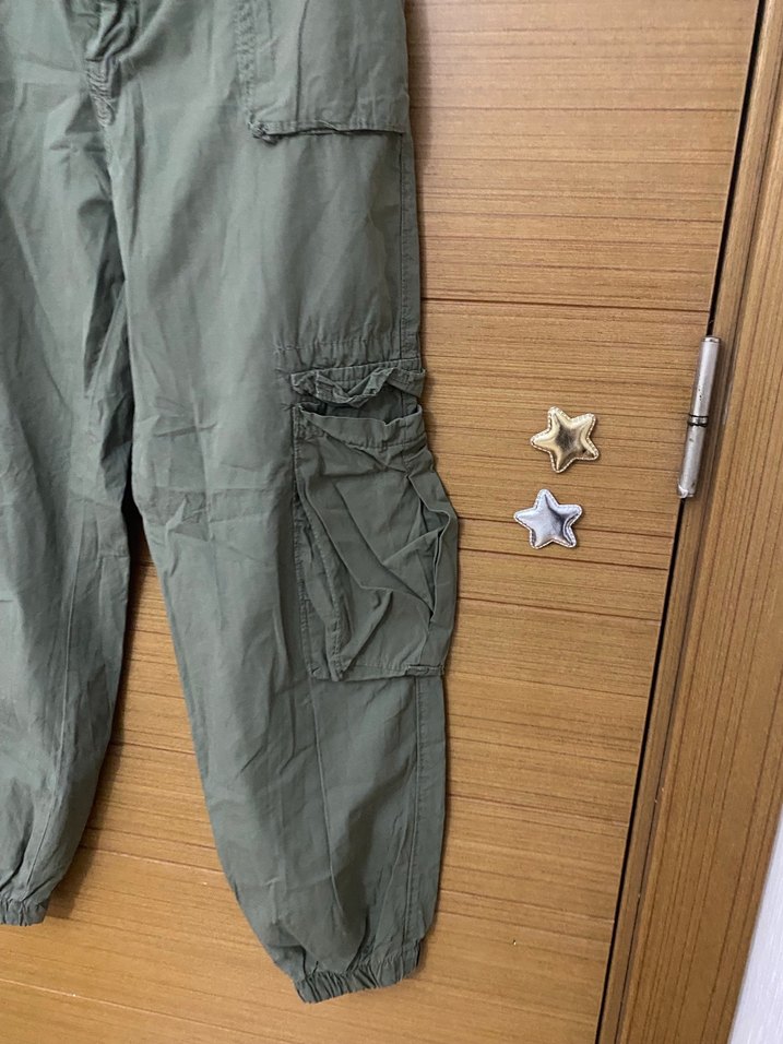 Kadın Haki Keten Kemerli Rahat Pantolon - Görsel 5