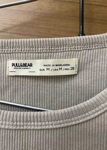 Bej Keten Kısa Kollu Basic Tişört - Görsel 2