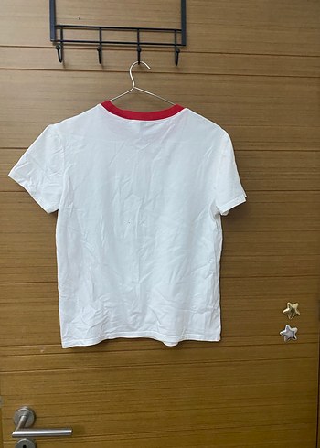 Beyaz Kısa Kollu Baskılı Kadın Tişört - Görsel 3